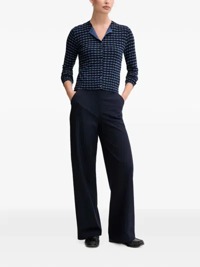 Benetton Patterned Button Cardigan In Blue