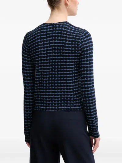 Benetton Patterned Button Cardigan In Blue
