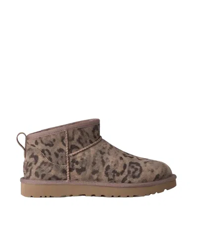 Ugg Stivaletto Donna Classic Ultra Mini Spotted Animalier In Gray