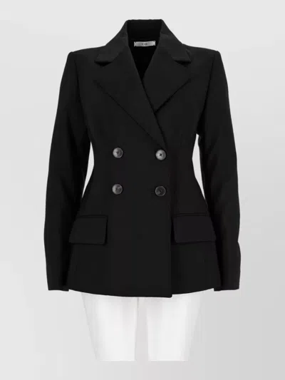 Co Double Breasted Wool Blazer In Blue