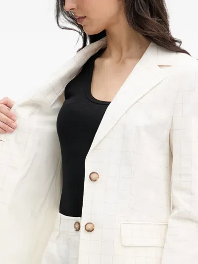 Benetton Check-pattern Notched-lapel Blazer In Neutral