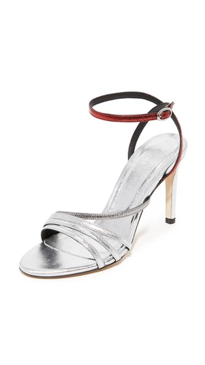 Iro Woman Metallic Two-tone Leather Sandals Silver
