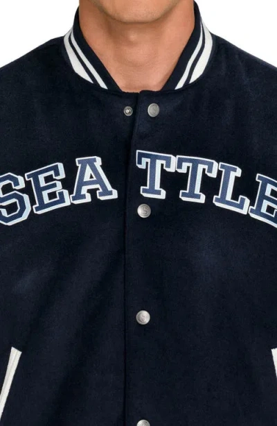 Construct Seattle Kraken Varsity Jacket In Blue