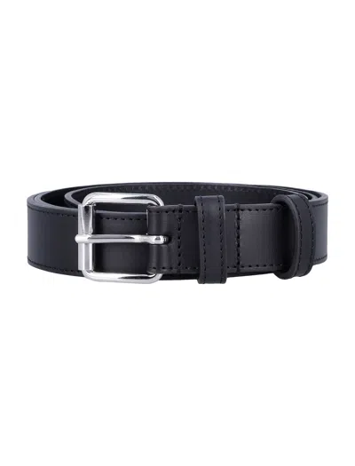 Comme Des Garçons Comme Des Garcons Wallet Leather Belt With Rectangular Buckle In Black