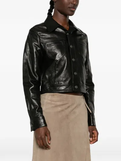 Amiri Button-up Leather Jacket In Multi