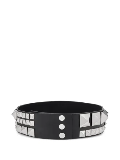 Kat Maconie Sam Pyramid-stud Leather Belt In Silver