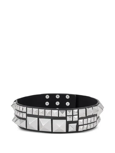 Kat Maconie Sam Pyramid-stud Leather Belt In Silver