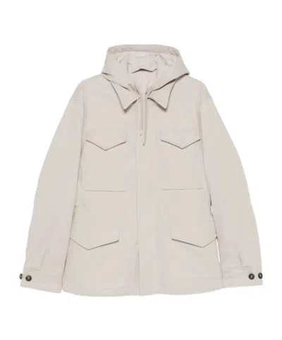 Eleventy Hooded Multi-pocket Jacket In Neutral