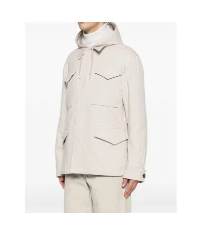 Eleventy Hooded Multi-pocket Jacket In Neutral