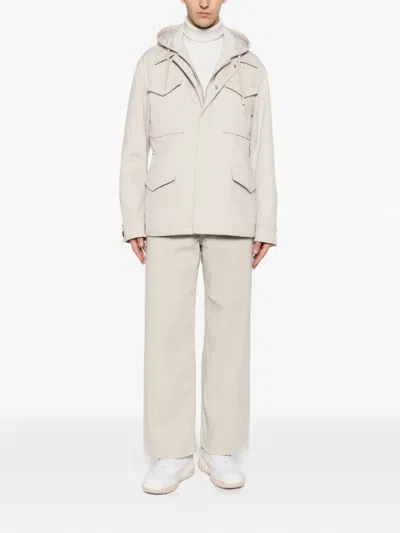 Eleventy Hooded Multi-pocket Jacket In Neutral