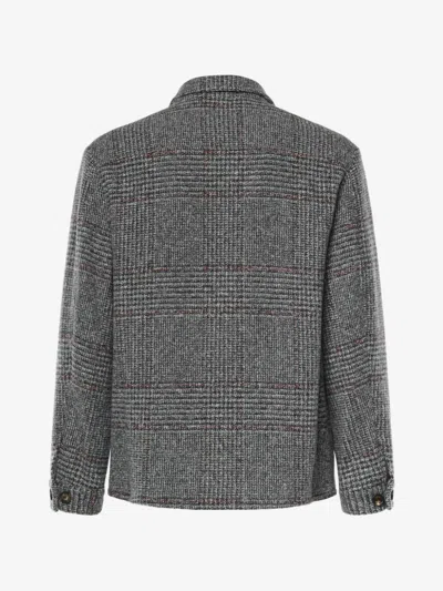 Eleventy Checked Button-up Jacket In Gray