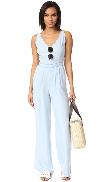 Shop Cupcakes And Cashmere Deven Washed Chambray Jumpsuit