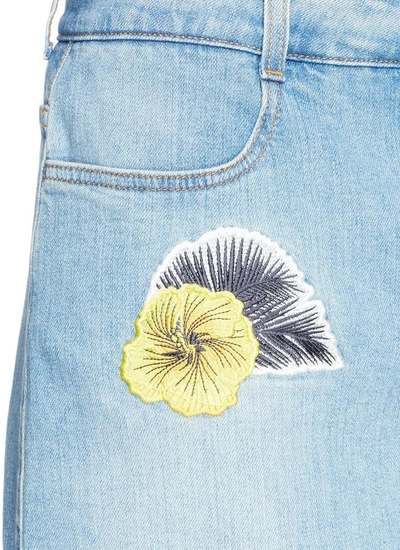 Shop Stella Mccartney Sunset Embroidered Denim Skirt