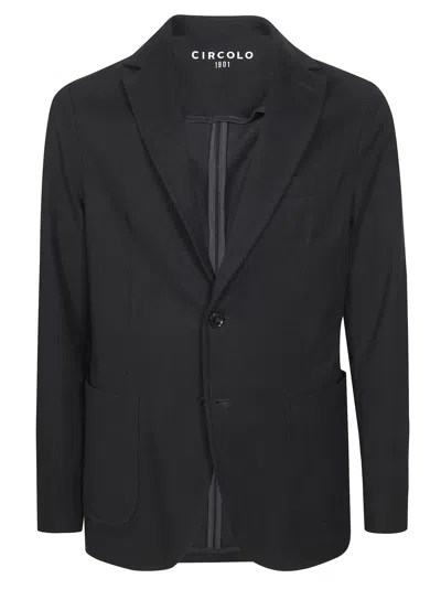 Circolo Black Two Button Matte Technical Jacket In Black