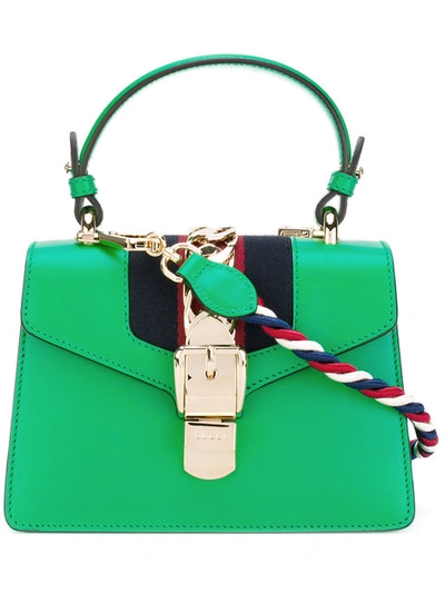 Gucci Sylvie Mini Leather Crossbody Bag In Green