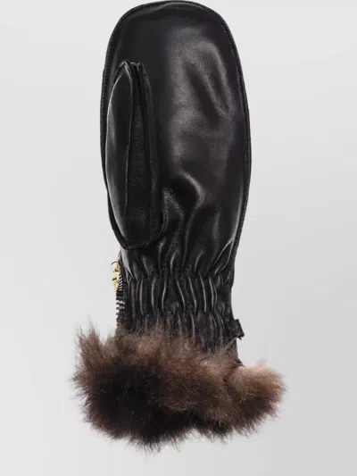 Restelli Leather Mittens In Black