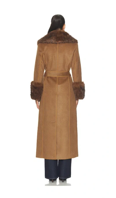 Elliatt Veldra Fur Panel Coat In Brown