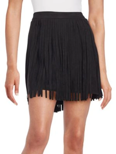 Bb Dakota Sueded Fringe Mini Skirt In Black