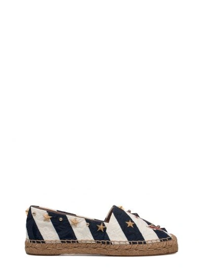 Shop Dolce & Gabbana Blue/white Striped Brocade Espadrilles In Blue - White