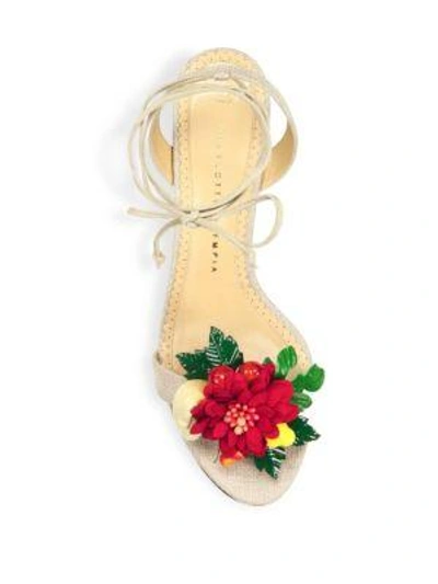 Shop Charlotte Olympia Fashion Tropical Tara Block Heel Sandals In Grey-mahogany