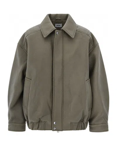 Agolde Grained-effect Bomber Jacket In Gray