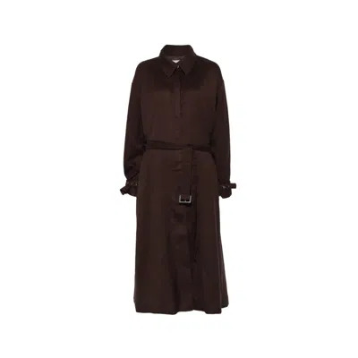 La Piscine Belted Oversized-collar Jacket In Brown