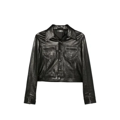 Amiri Button-up Leather Jacket In Black