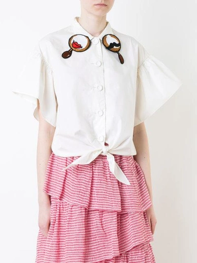 Shop Tsumori Chisato Embroidered Collar Shirt - White