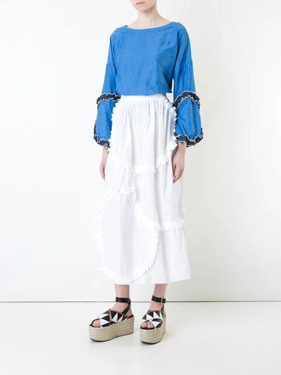 Shop Tsumori Chisato Patchwork Frill Skirt In White