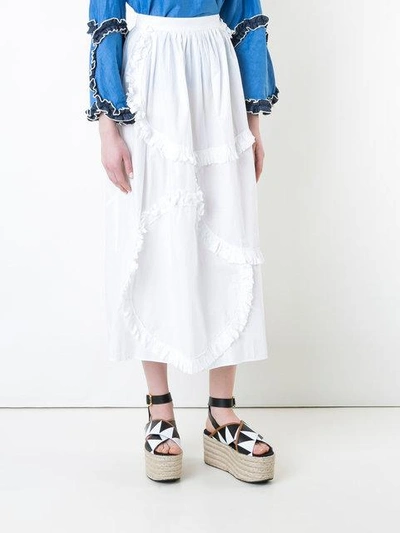Shop Tsumori Chisato Patchwork Frill Skirt In White