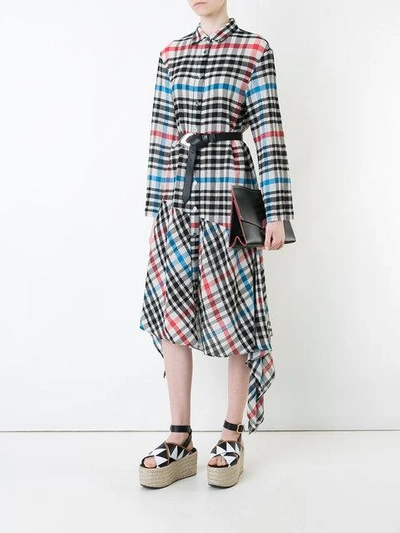 Shop Tsumori Chisato Checked Asymmetric Dress - Multicolour