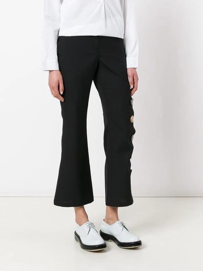 Shop Eudon Choi Cut-out Detail Cropped Trousers