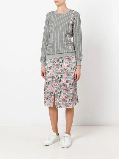 Shop Julien David Floral Printed Midi Skirt In Multicolour