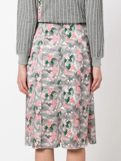 Shop Julien David Floral Printed Midi Skirt In Multicolour
