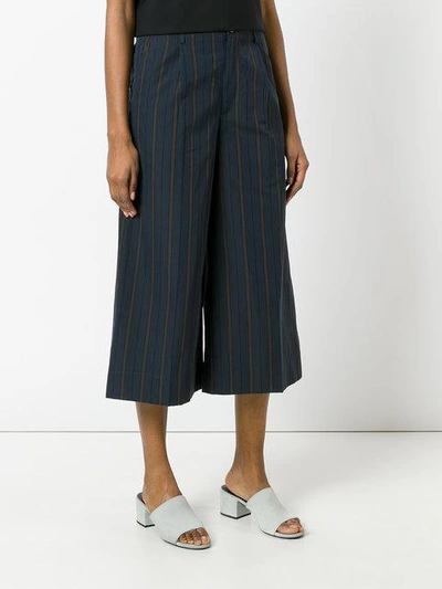 Shop 08sircus Striped Cropped Trousers - Blue