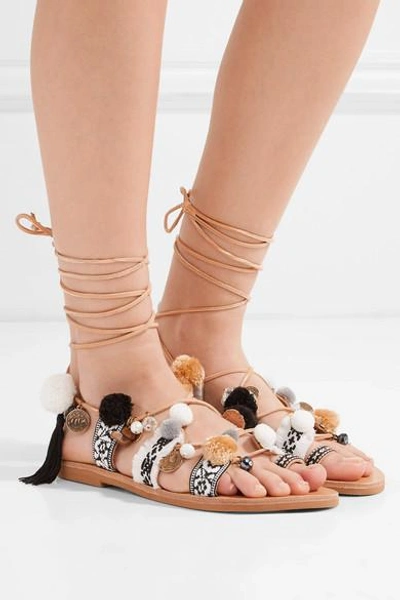 Shop Mabu By Maria Bk Freya Embellished Leather Sandals