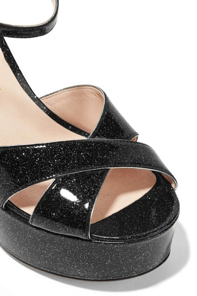 Shop Marc Jacobs Lust Glittered Leather Platform Sandals