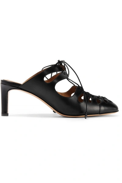 The Row Dixie Lace-up Leather Mules In Black