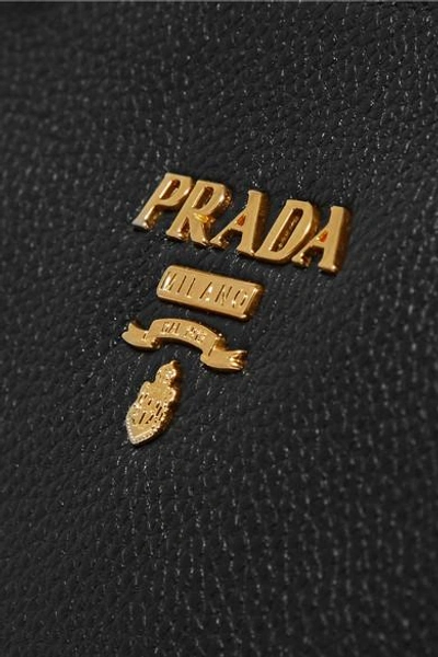 Shop Prada Textured-leather Shoulder Bag In Black