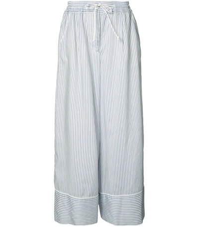 Shop Sacai Light Blue & White Pinstripe Pant In Light Blue/white