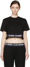 OPENING CEREMONY Black Cropped Elastic Logo T-Shirt