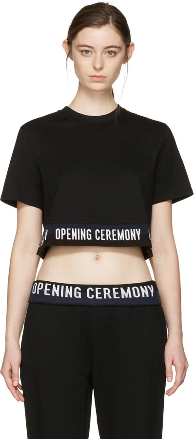 Opening Ceremony Cropped Cotton-jersey T-shirt In Black