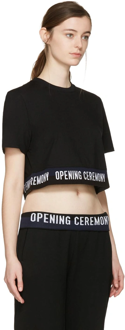 Shop Opening Ceremony Black Cropped Elastic Logo T-shirt