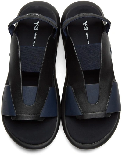 Shop Y-3 Black & Blue Qasa Elle Sandals
