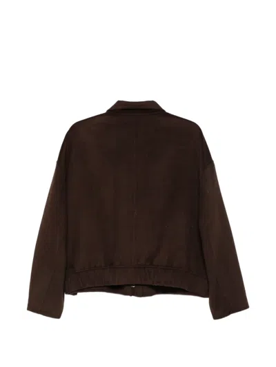 Dixie Zip-up Flap-pocket Jacket In Brown