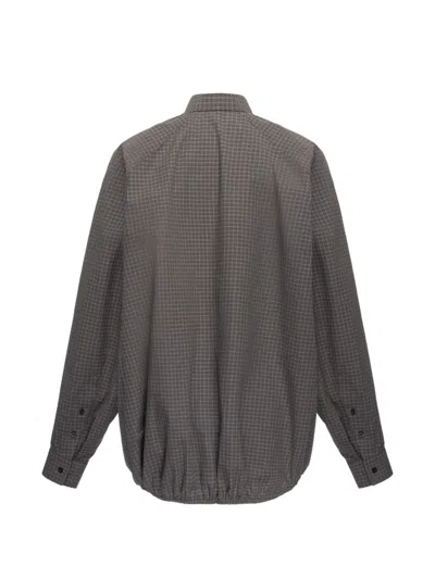 Situationist Check-pattern Drawstring-hem Shirt In Gray