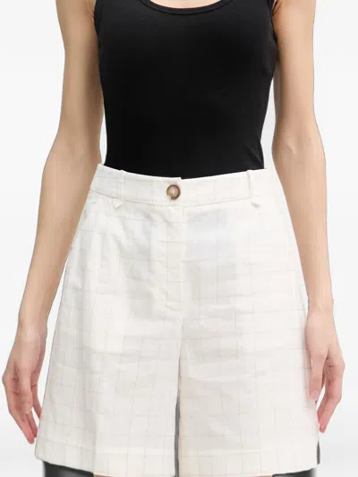 Benetton Check-pattern Shorts In White