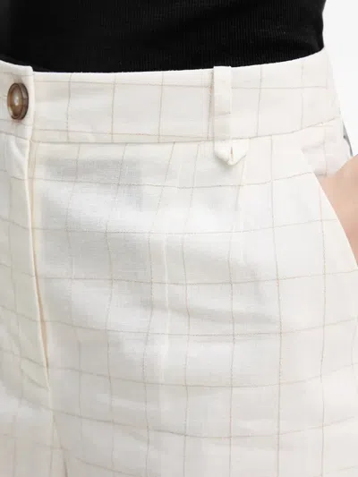 Benetton Check-pattern Shorts In White