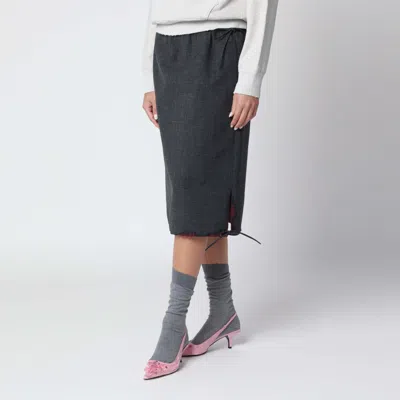 Prada Bonded Hopsack Midi-skirt With Devoré-effect In Gray