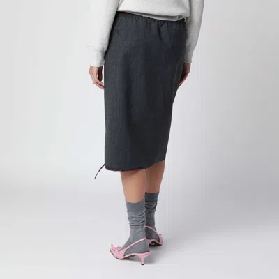 Prada Bonded Hopsack Midi-skirt With Devoré-effect In Gray